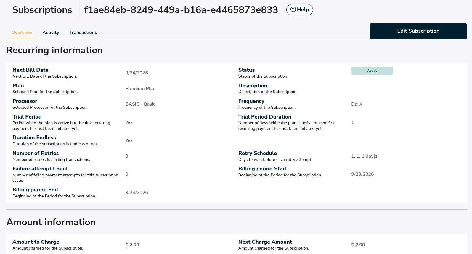 Subscription Overview